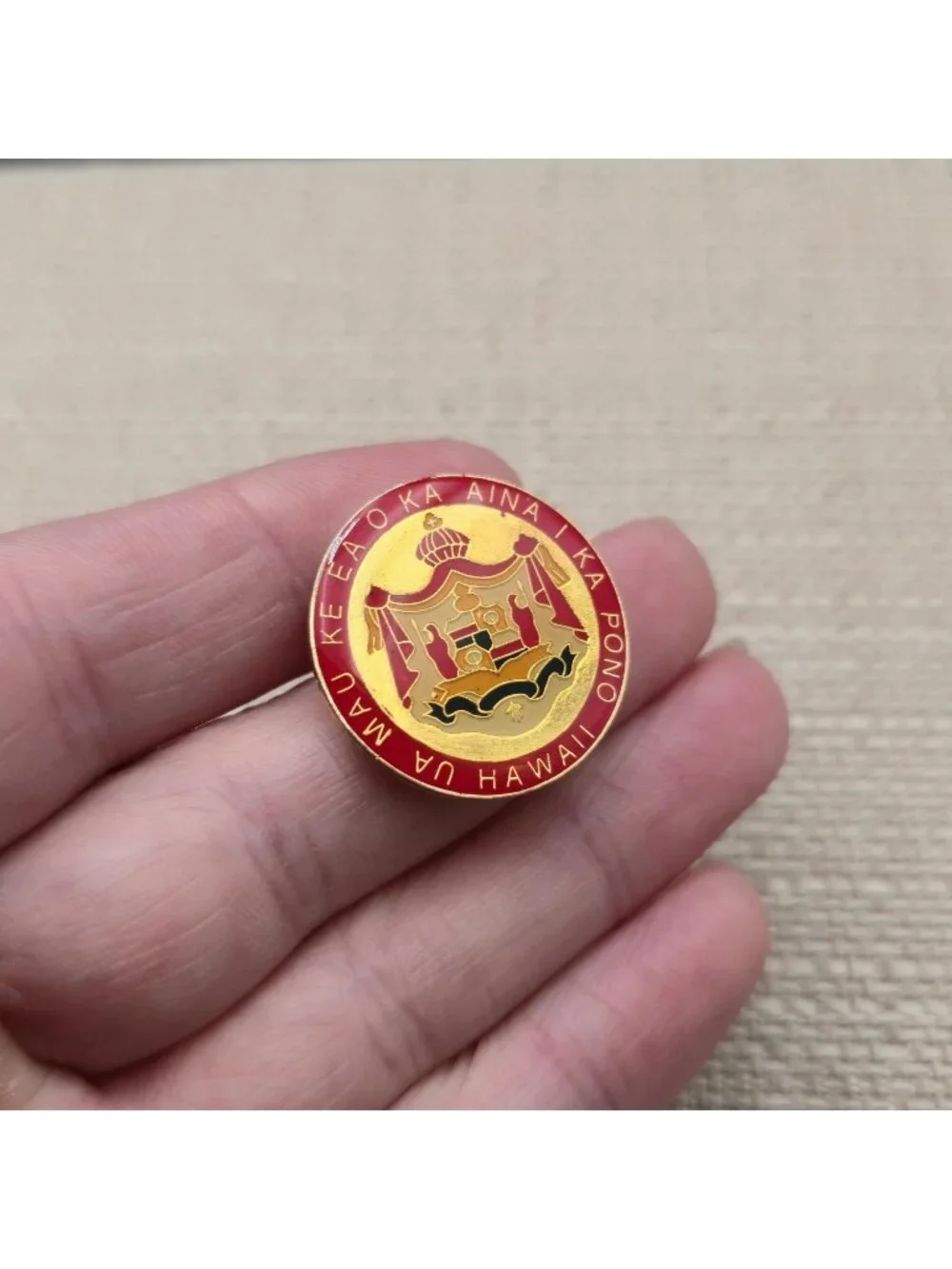 Vintage State of Hawaii Coat of Arms Seal Travel Souvenir Enamel Lapel Pin A8776